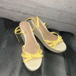 Yellow wedged sandals
